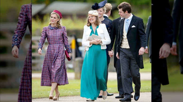 Sophie Carter and Lady Laura Meade at the wedding of Pippa Middleton and James Matthew.
