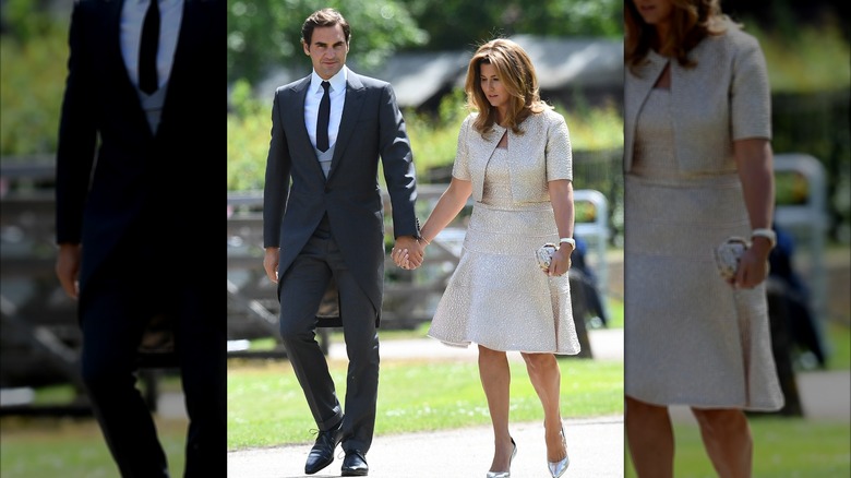 Roger Federer with wife Mirka Federer at the wedding of Pippa Middleton and James Matthew.