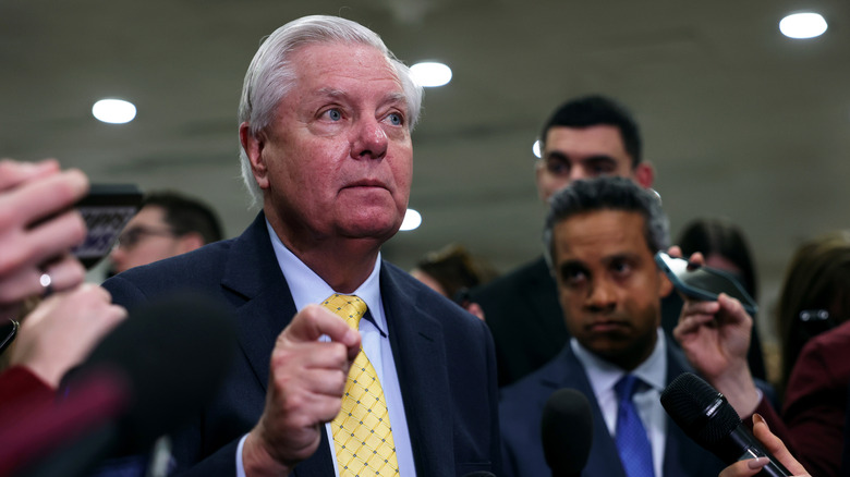 Lindsay Graham speaking with red face