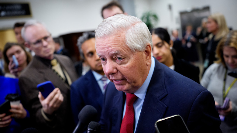 Lindsay Graham speaking to the press