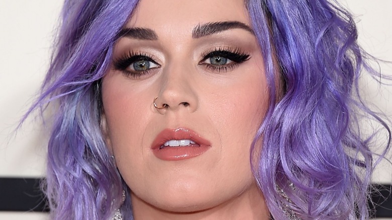 Katy Perry with short purple hair