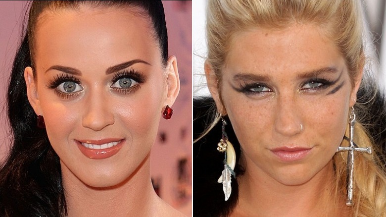 Katy Perry and Kesha split image