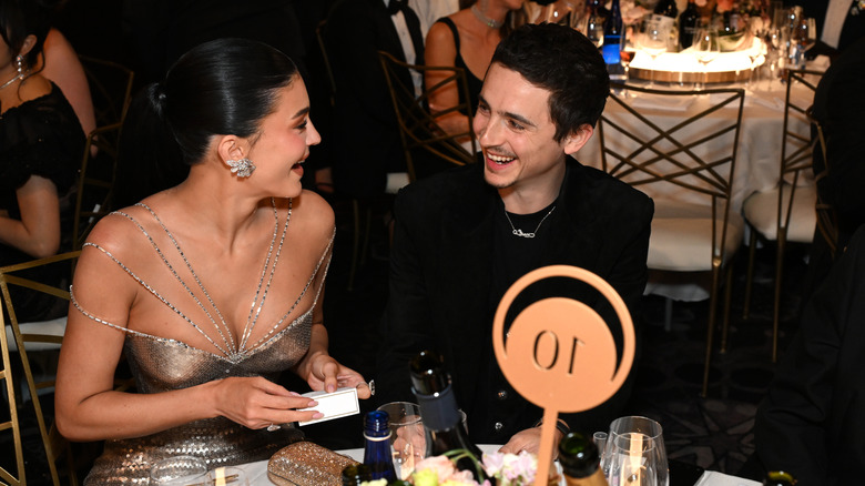 Split image of Timothee Chalamet and Kylie Jenner