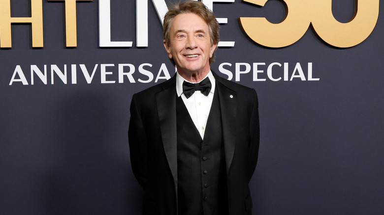 Martin Short in a tuxedo at the "SNL 50" red carpet