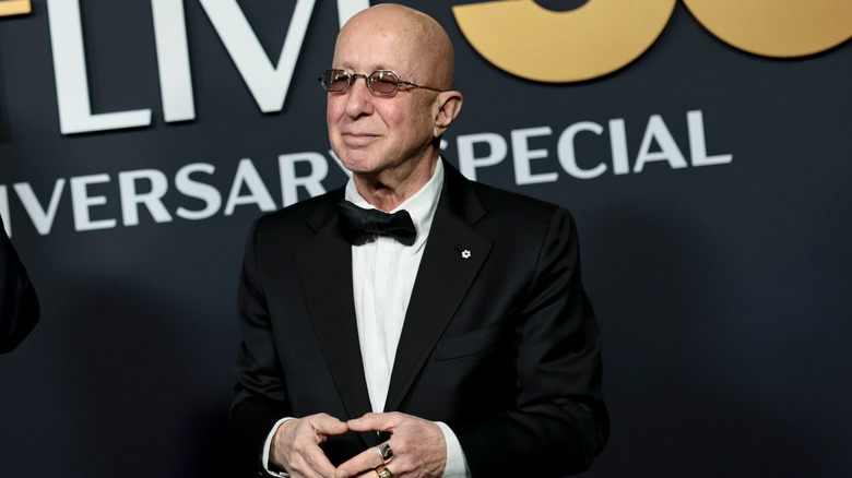 Paul Shaffer in a tuxedo at the "SNL 50" red carpet