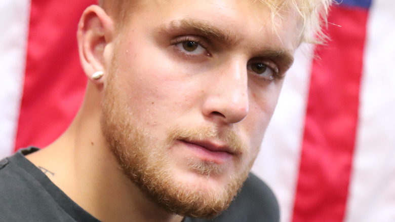 Jake Paul in front of US flag