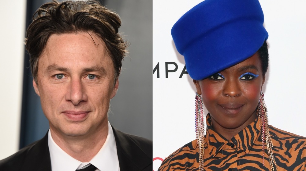 Zach Braff and Lauryn Hill posing on the red carpet