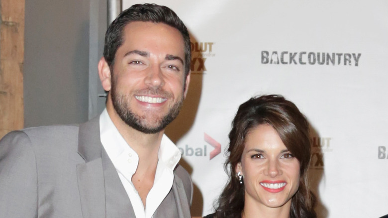 Zachary Levi and Missy Peregrym smile