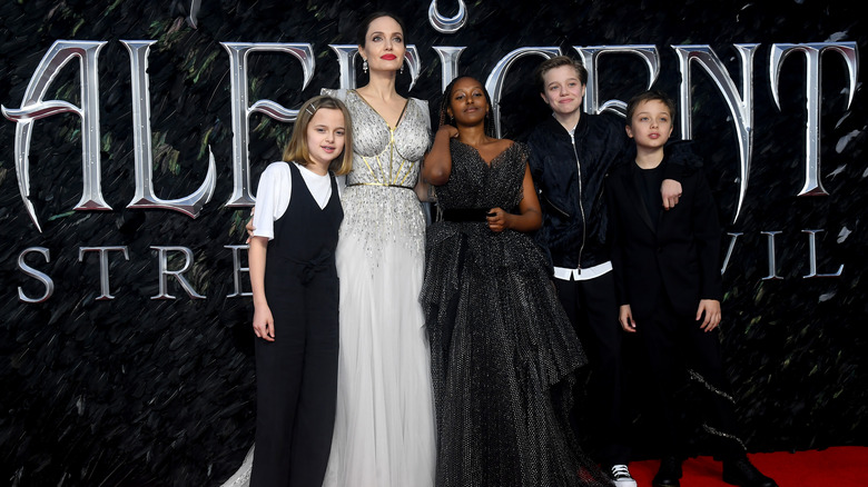 Angelina Jolie with Zahara, Shiloh, and twins