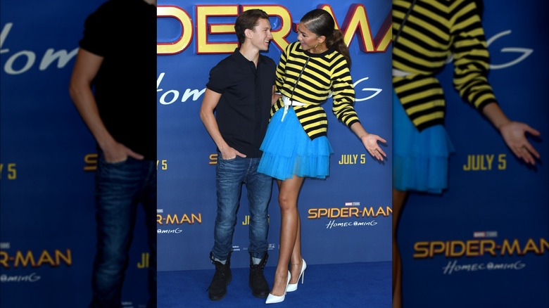Zendaya and Tom Holland attend the "Spider-Man : Homecoming" photocall in 2017.