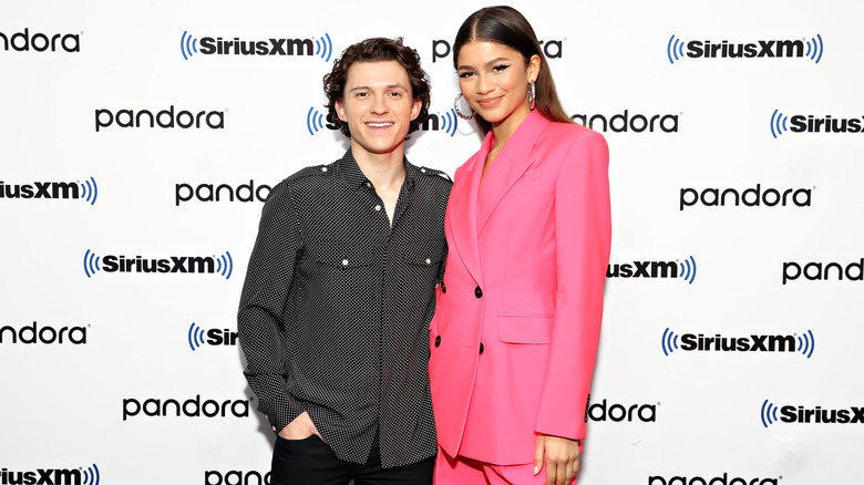 Tom Holland and Zendaya attend SiriusXM's Town Hall in 2021.