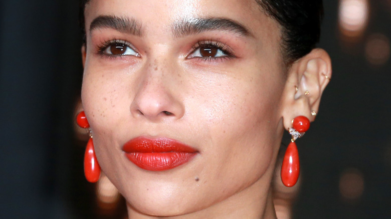 Zoë Kravitz wearing red lipstick