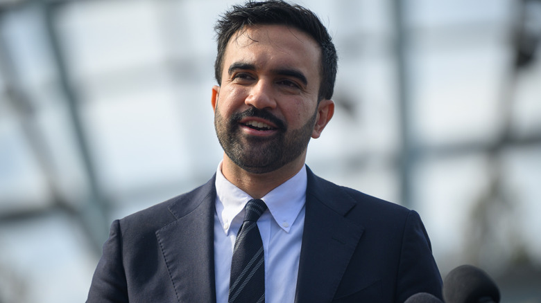 Zohran Mamdani addressing a crowd