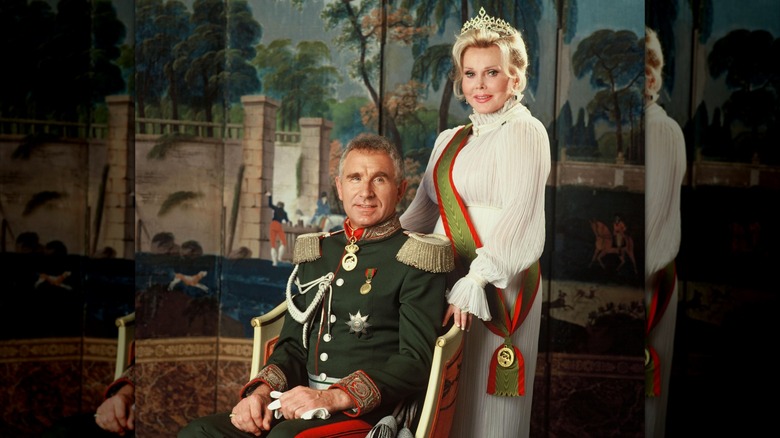 Zsa Zsa Gabor with her prince husband at home