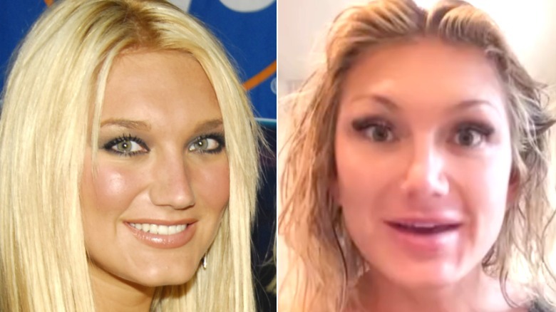 split image of Brooke Hogan close up in 2006 and 2025.