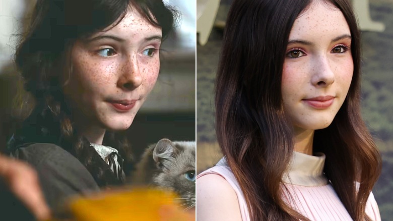 Split image of Bodhi Rae Breathnach with pigtails in