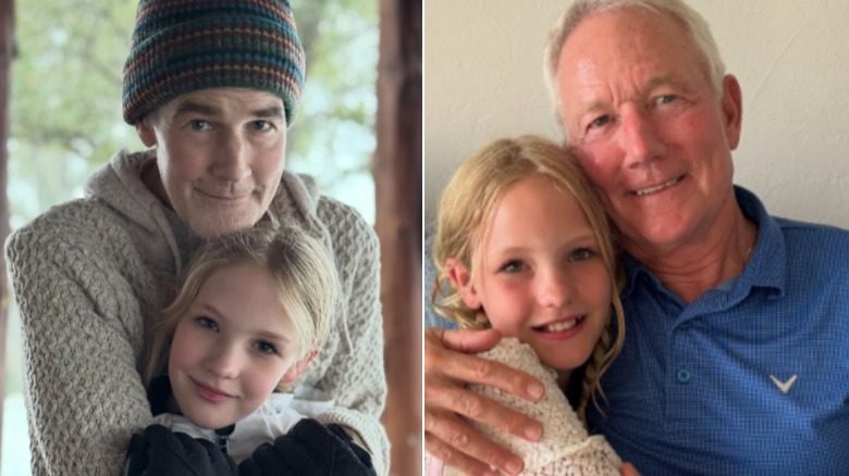 James Van Der Beek and his daughter on the left