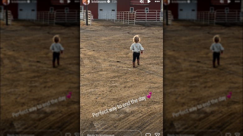 Kristi Noem's young grandchild runs across a farm in an Instagram post