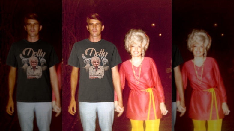 Dolly Parton holds hands with Carl Dean