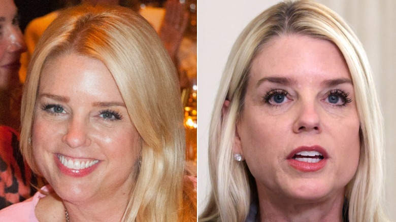 Pam Bondi on the left in 2016 and Pam Bondi on the right in October 2025