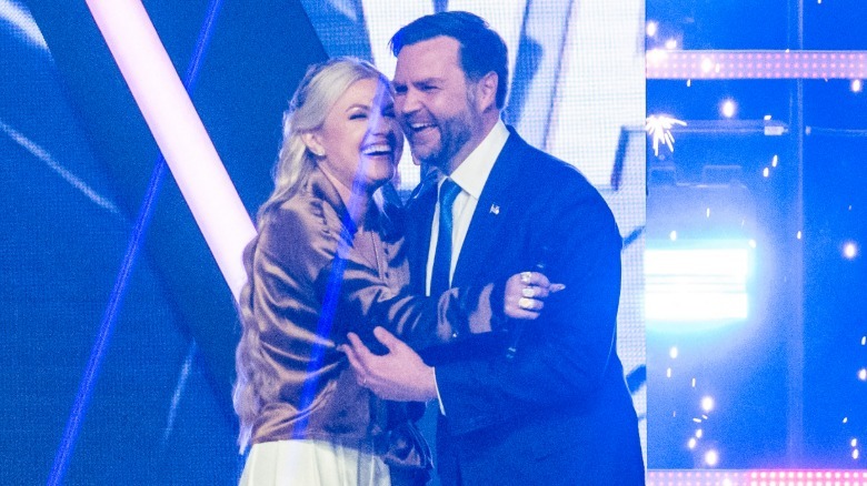 JD Vance hugging Erika Kirk at Amfest