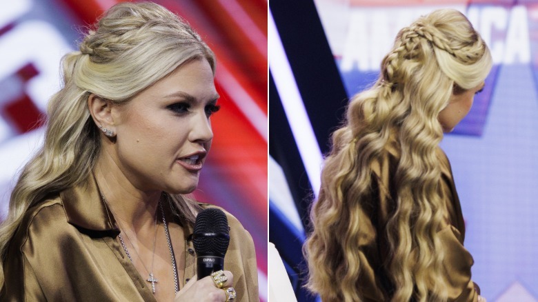 Erika Kirk speaking with Nicki Minaj at AmFest