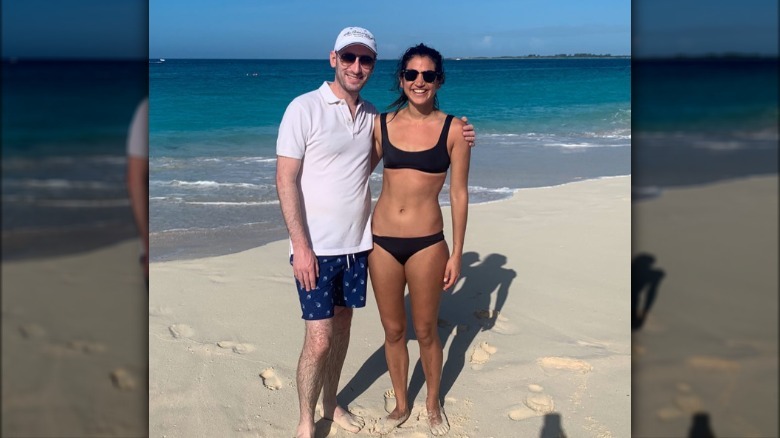 Stephen and Katie Miller pose together on their honeymoon.