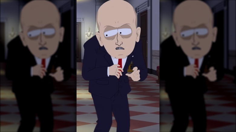 Still of the spoof version of Stephen Miller on