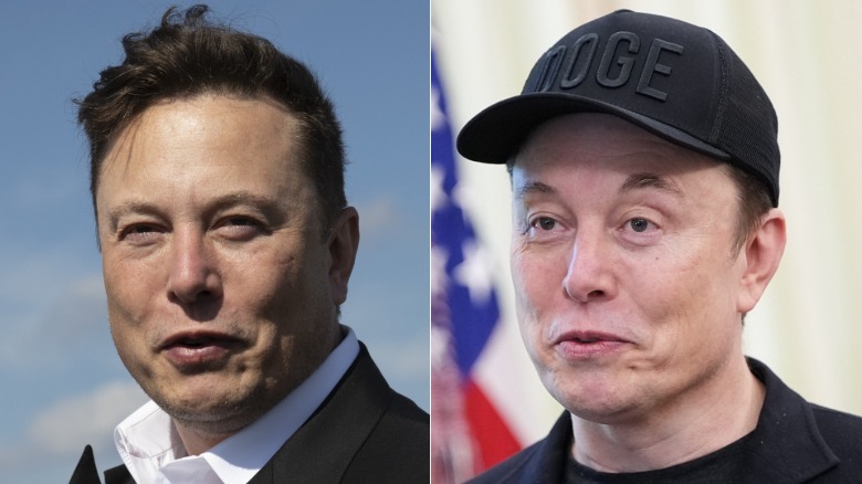 Elon Musk in 2020 and 2025