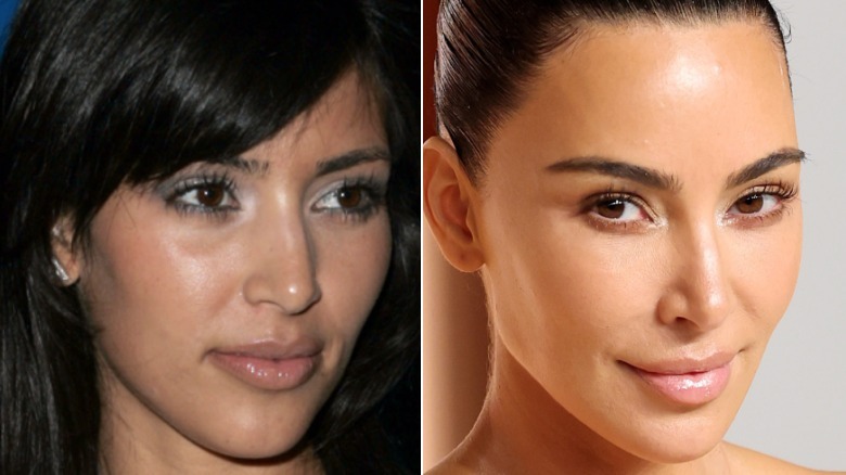 Side by side of Kim Kardashian from 2005 vs 2025
