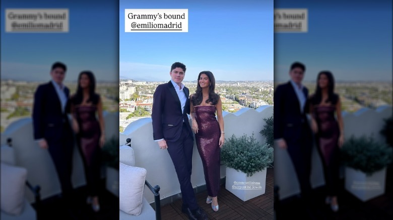 Kaitlan Collins posing with Emilio Madrid ahead of the 2026 Grammys.