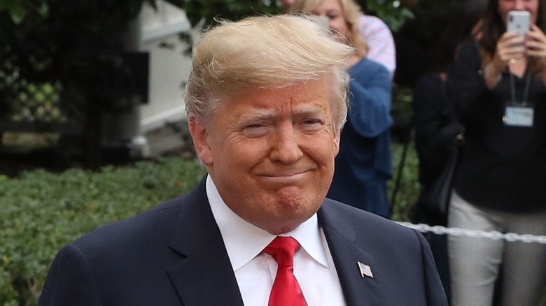 Donald Trump speaking to reporters in 2018.