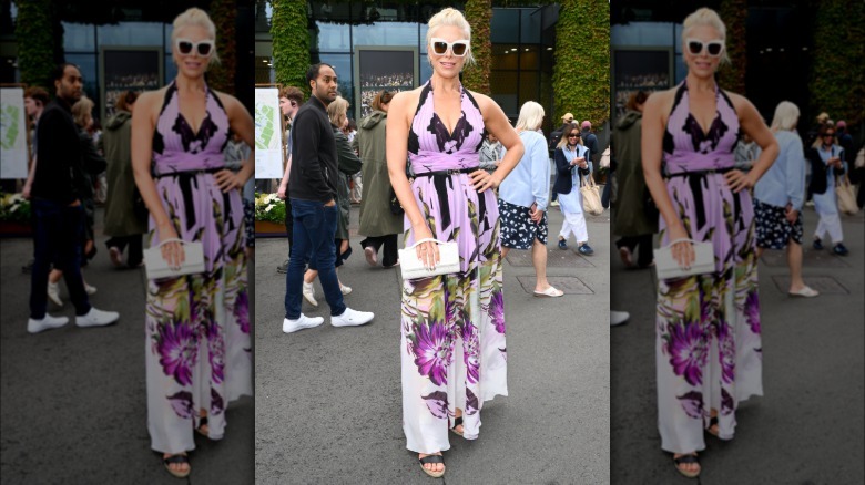 Hannah Waddingham in an ugly dress at Wimbledon on July 3