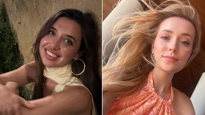 Split image of Violet Somers leaning against a wall