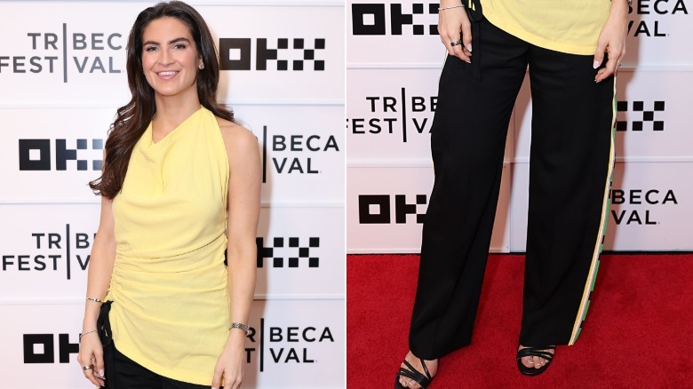 Kaitlan Collins at Tribeca Festival 2026 in a weird yellow outfit