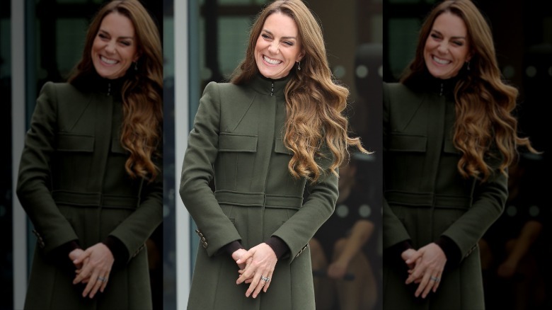 Kate Middleton clasping her hands together