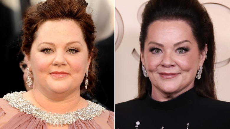 Split image of Melissa McCarthy at the 2012 and 2026 Oscars.