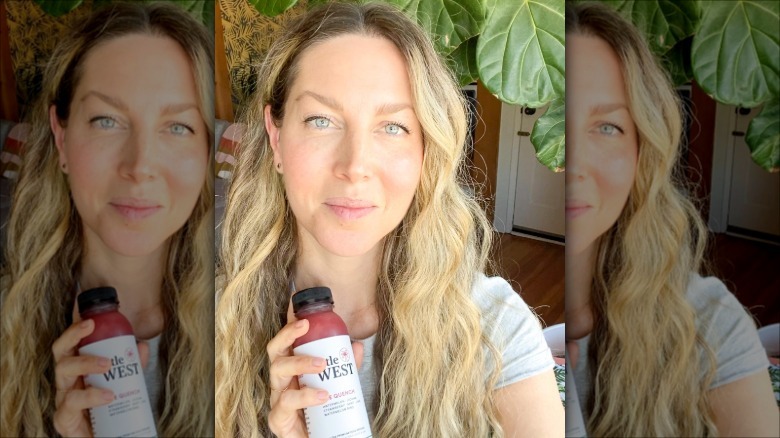 Cassandra Troy holds Little West juice