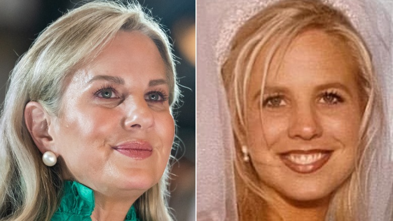 Side by side of Kelly Johnson in 2025 vs her wedding day