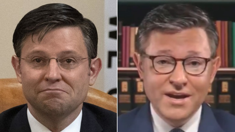 Side-by-side images of Mike Johnson then and now.